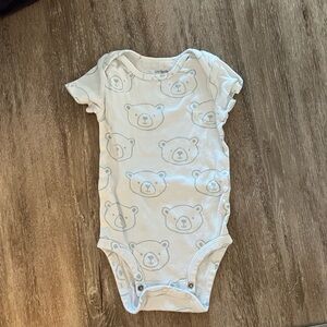 Carter's Cream and Blue Bear Print Bodysuit